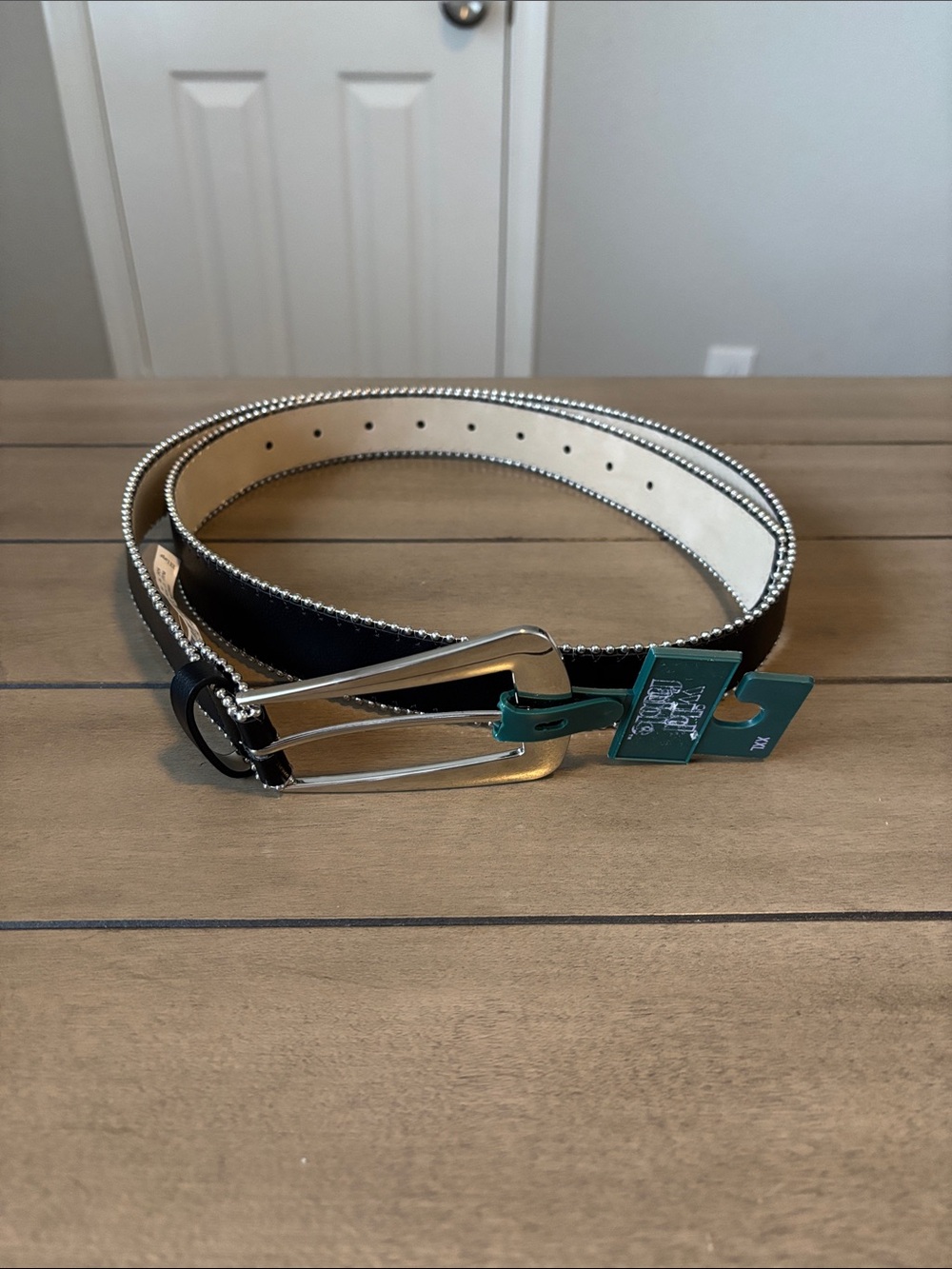 226. Wild Fable Classic Black Leather Belt with silver hardware